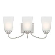 Malone 3-Light Bathroom Vanity Light in Brushed Nickel