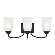 Malone 3-Light Bathroom Vanity Light in Matte Black