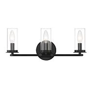 Hudson Heights 3-Light Bathroom Vanity Light in Matte Black