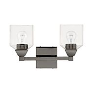 Aragon 2-Light Bathroom Vanity Sconce in Black Chrome