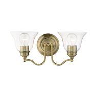 Moreland 2-Light Bathroom Vanity Sconce in Antique Brass