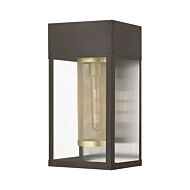 Franklin 1-Light Outdoor Wall Lantern in Bronze w with Soft Gold Candle and Brushed Nickel Stainless Steel Reflector