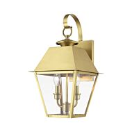 Wentworth 2-Light Outdoor Wall Lantern in Natural Brass