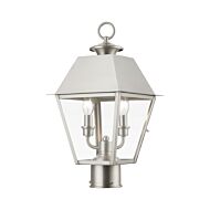 Wentworth 2-Light Outdoor Post Top Lantern in Brushed Nickel