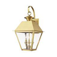 Wentworth 3-Light Outdoor Wall Lantern in Natural Brass