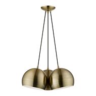 Piedmont 3-Light Pendant in Antique Brass