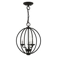 Arabella 3-Light Convertible Mini Chandelier with Semi-Flush in Black w/Brushed Nickel Finish Candles