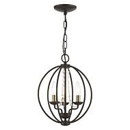 Arabella 3-Light Convertible Mini Chandelier with Semi-Flush in Bronze w/Antique Brass Finish Candles