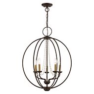 Arabella 5-Light Chandelier in Bronze w with Antique Brass Finish Candles