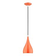 Amador 1-Light Mini Pendant in Shiny Orange w with Polished Chrome