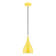 Amador 1-Light Mini Pendant in Shiny Yellow w with Polished Chrome