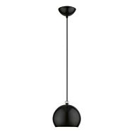 Stockton 1-Light Mini Pendant in Shiny Black w with Polished Chrome