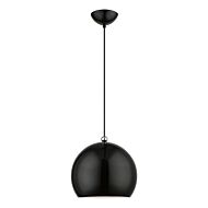 Stockton 1-Light Pendant in Shiny Black w with Polished Chrome