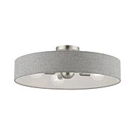 Elmhurst 4-Light Semi-Flush Mount in Brushed Nickel w with Shiny White