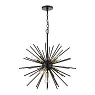 Tribeca 7-Light Chandelier in Shiny Black w with Polished Brass