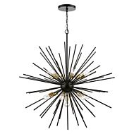 Tribeca 13-Light Foyer Chandelier in Shiny Black w with Polished Brass