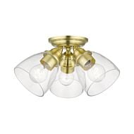 Montgomery 3-Light Semi-Flush Mount in Satin Brass