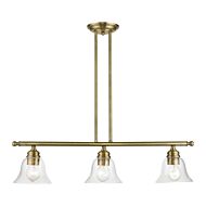 Moreland 3-Light Linear Chandelier in Antique Brass