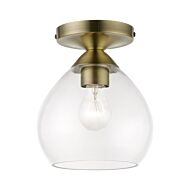 Catania 1-Light Semi-Flush Mount in Antique Brass