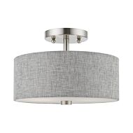 Dakota 2-Light Semi-Flush Mount in Brushed Nickel w with Shiny White