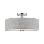 Dakota 3-Light Semi-Flush Mount in Brushed Nickel w with Shiny White