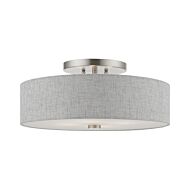 Dakota 4-Light Semi-Flush Mount in Brushed Nickel w with Shiny White