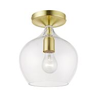 Aldrich 1-Light Semi-Flush Mount in Satin Brass w with Polished Brass