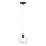 Aldrich 1-Light Pendant in Bronze w with Antique Brass