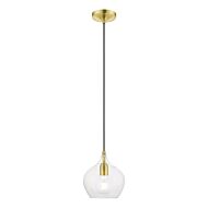 Aldrich 1-Light Pendant in Satin Brass w with Polished Brass