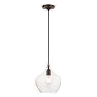 Aldrich 1-Light Pendant in Bronze w with Antique Brass