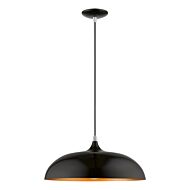 Amador 1-Light Pendant in Shiny Black w with Polished Chrome