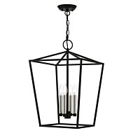 Devone 4-Light Chandelier in Black w with Brushed Nickel