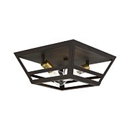 Schofield 2-Light Flush Mount in Bronze w with Antique Brass