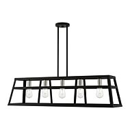 Schofield 5-Light Linear Chandelier in Black w with Brushed Nickel