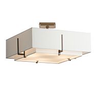 Hubbardton Forge 21 Inch 4 Light Exos Square Double Shade Ceiling Light in Dark Smoke