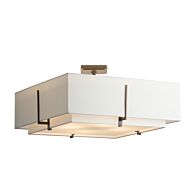 Hubbardton Forge 25 Inch 4 Light Exos Square Large Double Shade Ceiling Light in Dark Smoke