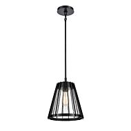 Open Louvers 1-Light Pendant in Matte Black