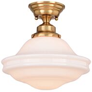 Huntley 1-Light Semi-Flush Mount in Natural Brass