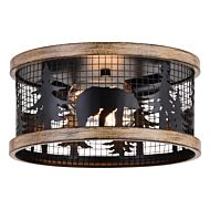 Kodiak 2-Light Flush Mount in Black and Burnished Teak