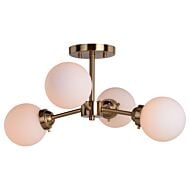 Orbit 4-Light Semi-Flush Mount in Muted Brass