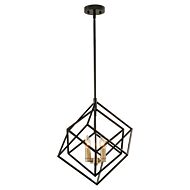 Rad 4-Light Pendant in Black and Natural Brass