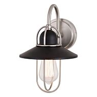 Galena 1-Light Bathroom Vanity Light in Matte Black and Satin Nickel