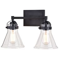 Mason 2-Light Bathroom Vanity Light in Charcoal Black