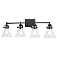 Mason 4-Light Bathroom Vanity Light in Charcoal Black