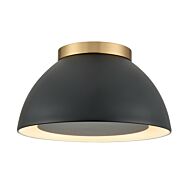 Pelham 2-Light Flush Mount in Satin Brass