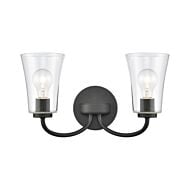 Emily 2-Light Bathroom Vanity Light in Matte Black