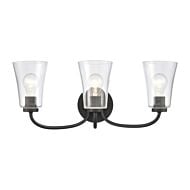 Emily 3-Light Bathroom Vanity Light in Matte Black