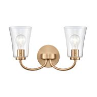 Emily 2-Light Bathroom Vanity Light in Brushed Gold