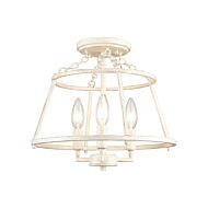 Joanie 3-Light Semi-Flush Mount in Antique White