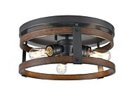 DVI Oakhurst 3-Light Flush Mount in Graphite and Ironwood